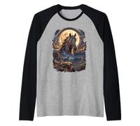 Majestic Horse Full Moon Desert Canyon Night Horse Lover Raglan Baseball Tee