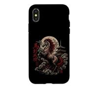 Majestic Horse Rising with Moon and Pagoda Case for iPhone X/XS