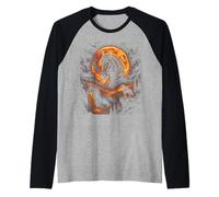 Majestic Horse Spirit Animal Retro Full Moon Silhouette Raglan Baseball Tee