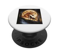 Majestic horse under a full moon and waterfall scene PopSockets Adhesive PopGrip