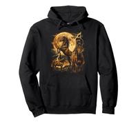 Majestic Horses Full Moon Lightning Equestrian Theme Art Pullover Hoodie