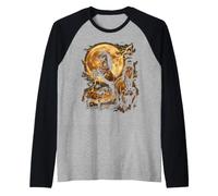 Majestic Horses Full Moon Lightning Equestrian Theme Art Raglan Baseball Tee