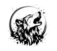 Majestic Howling Wolf Art Lettering Stickers 42x44.4cm Multi Color Selection Black