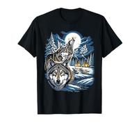 Majestic Howling Wolf Under The Full Moon Night Sky T-Shirt