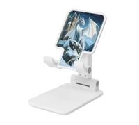 Majestic Ice Dragon Snowy Mountain Foldable Cell Phone Stand Adjustable Angle Height Desktop Portable Cellphone Cradle Compatible With All Smartphone White-Style