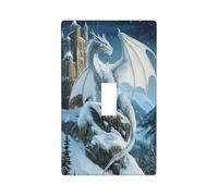 Majestic Ice Dragon Snowy Mountain Light Switch Cover Decorative Single Toggle 1 Gang Wall Plate for Kitchen Farmhouse Bedroom Bathroom Art Decor