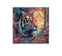 Majestic Jungle Tiger Canvas Wall Art Poster Painting Aesthetic Picture for Living Room Farmhouse Decor 16x16inch(40x40cm)
