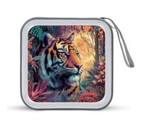 Majestic Jungle Tiger CD Case DVD Storage Case Portable for Car Home Travel