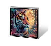Majestic Jungle Tiger Unisex Brooches & Pins Square Lightweight Lapel Badge Jewelry for Clothing Shawl Hat