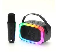 Majestic KARA OK Portable Speaker with Microphone, Karaoke and Magic Voice Functions, LED Lights, Bluetooth, USB/MicroSD/AUX-IN Inputs, Rechargeable Battery, USB Charging Cable