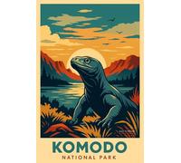 Majestic Komodo Dragon Amidst Lush National Park Landscape_result - A4 Travel City Poster Wall Art Home Decor Art Print Featuring Urban Landmarks and Global Views for Stylish Interior Display