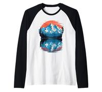 Majestic Lake Tahoe Sunset Mountain Reflection Raglan Baseball Tee