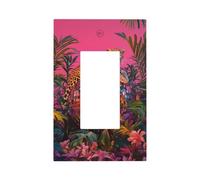 Majestic Leopard On Pink Disco Ball Light Switch Wall Plate Faceplate Cover Single Rocker 1 Gang Decorator Outlet Receptacle Covers for Home Kitchen Room Bathroom Decor