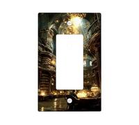 Majestic Library Light Switch Cover Plates/Outlet Covers, Enchanted Bookish Design for Home Decor, Thermoplastic Wall Plates, Standard Size Single Rocker
