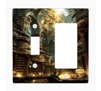 Majestic Library Light Switch Cover Plates/Outlet Covers, Enchanted Bookish Design for Home Decor, Thermoplastic Wall Plates, Standard Size Toggle Rocker