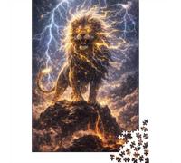 Majestic Lion Amidst Lightning Storm 1000-Piece Jigsaw Puzzle for Adults, 52x38cm/1000pcs, Screen-Free Activity, Relaxing Indoor Time And Quiet Weekends