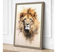 Majestic Lion Canvas Wall Art Print 18x12 Inch