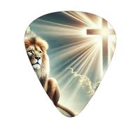 Majestic-Lion-Cross 12 Pack Guitar Picks With 3 Thicknesses And Storage Box, Abs Plectrums For Electric Bass Guitar Players