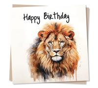 Majestic Lion Happy Birthday Card - For Animal Lovers - Greetings Wish for Men, Women - Made in UK