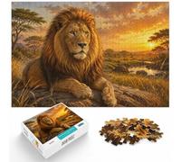 Majestic Lion in African Savannah Poster, pic Jigsaw Puzzle, 1000 Piece | For holiday downtime at home: Adult jigsaw puzzle with 1000 pieces gives puzzle fans a longer challenge for winter downtime.
