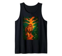 Majestic Lion in Sunset Jungle, Wildlife Art Tank Top