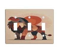 Majestic Lion Light Switch Cover Plate, Earthy Tones Animal Design for Home Decor, Stylish Wall Accents, Standard Size for Living Room Triple Toggle
