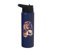 Majestic Lion Moonlight African Safari Night Stainless Steel Insulated Water Bottle