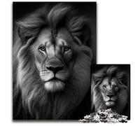 Majestic Lion Portrait in Fineart Photography in Black And White Jigsaw Puzzles for Adults 1000 Piece Puzzles for Adults Interactive Family Game Ideal Family Activity Game