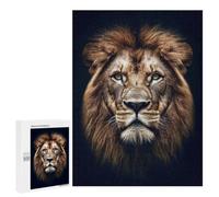 Majestic Lion Portrait on Black Background Adult Puzzle, 500 PCS, Relaxing Jigsaw Activity, An Engaging Indoor Activity for Quiet Evenings, at Home
