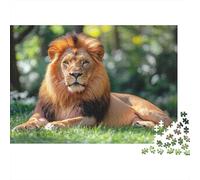Majestic Lion Resting in Greenery 1000 Piece Jigsaw Puzzle, 38x26cm/1000pcs, for Adults, Screen-Free Activity, Relaxing Indoor Time And Puzzle Lovers