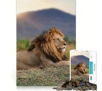 Majestic Lion Resting in The Savannah 1000 Piece Jigsaw Puzzles- Reason Skill Smooth Joint Happy Challenge (38x52cm)