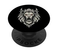Majestic Lion Tribal Design Mighty Lion Head Red Eyes PopSockets Adhesive PopGrip