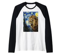 Majestic Lion Van Gogh Starry Night Style Art Raglan Baseball Tee