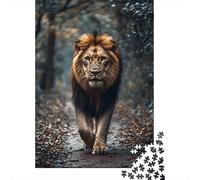 Majestic Lion Walking Through Forest Path 1000 Piece Jigsaw Puzzle for Adults, 38x26cm/1000pcs, Fresh Winter Hobby, Quiet Evening Activity And A Calmer Routine