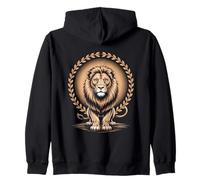 Majestic Lion With Laurel Wreath Regal Strength Zip Hoodie
