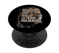 Majestic Lion with Spanish Faith Quote - Mateo 5:5 PopSockets Adhesive PopGrip