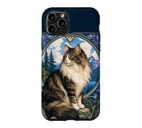 Majestic Longhair Cat Art Nouveau Mountain Case for iPhone 11 Pro