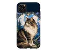 Majestic Longhair Cat Art Nouveau Mountain Case for iPhone 11 Pro Max