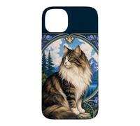 Majestic Longhair Cat Art Nouveau Mountain Case for iPhone 14 Plus