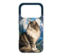 Majestic Longhair Cat Art Nouveau Mountain Case for iPhone 17 Pro