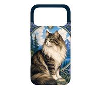 Majestic Longhair Cat Art Nouveau Mountain Case for iPhone 17 Pro Max