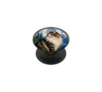 Majestic Longhair Cat Art Nouveau Mountain PopSockets Adhesive PopGrip
