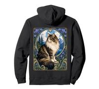 Majestic Longhair Cat Art Nouveau Mountain Pullover Hoodie