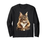 Majestic Maine Coon Cat Feline Animal Portrait Long Sleeve T-Shirt