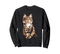 Majestic Maine Coon Cat Watercolor Portrait Sweatshirt