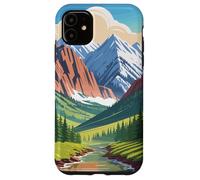 Majestic Mountain Valley Art Snowy Peaks Pine Tree Stream Case for iPhone 11
