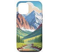 Majestic Mountain Valley Art Snowy Peaks Pine Tree Stream Case for iPhone 12/12 Pro