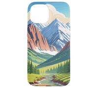 Majestic Mountain Valley Art Snowy Peaks Pine Tree Stream Case for iPhone 15