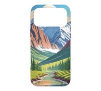 Majestic Mountain Valley Art Snowy Peaks Pine Tree Stream Case for iPhone 17 Pro Max