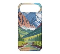 Majestic Mountain Valley Art Snowy Peaks Pine Tree Stream Case for iPhone Air